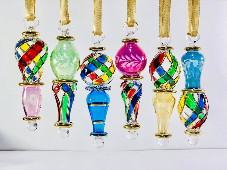 Set of 6 Egyptian Hand Blown Glass Ornaments Decorative by 14 Etsy