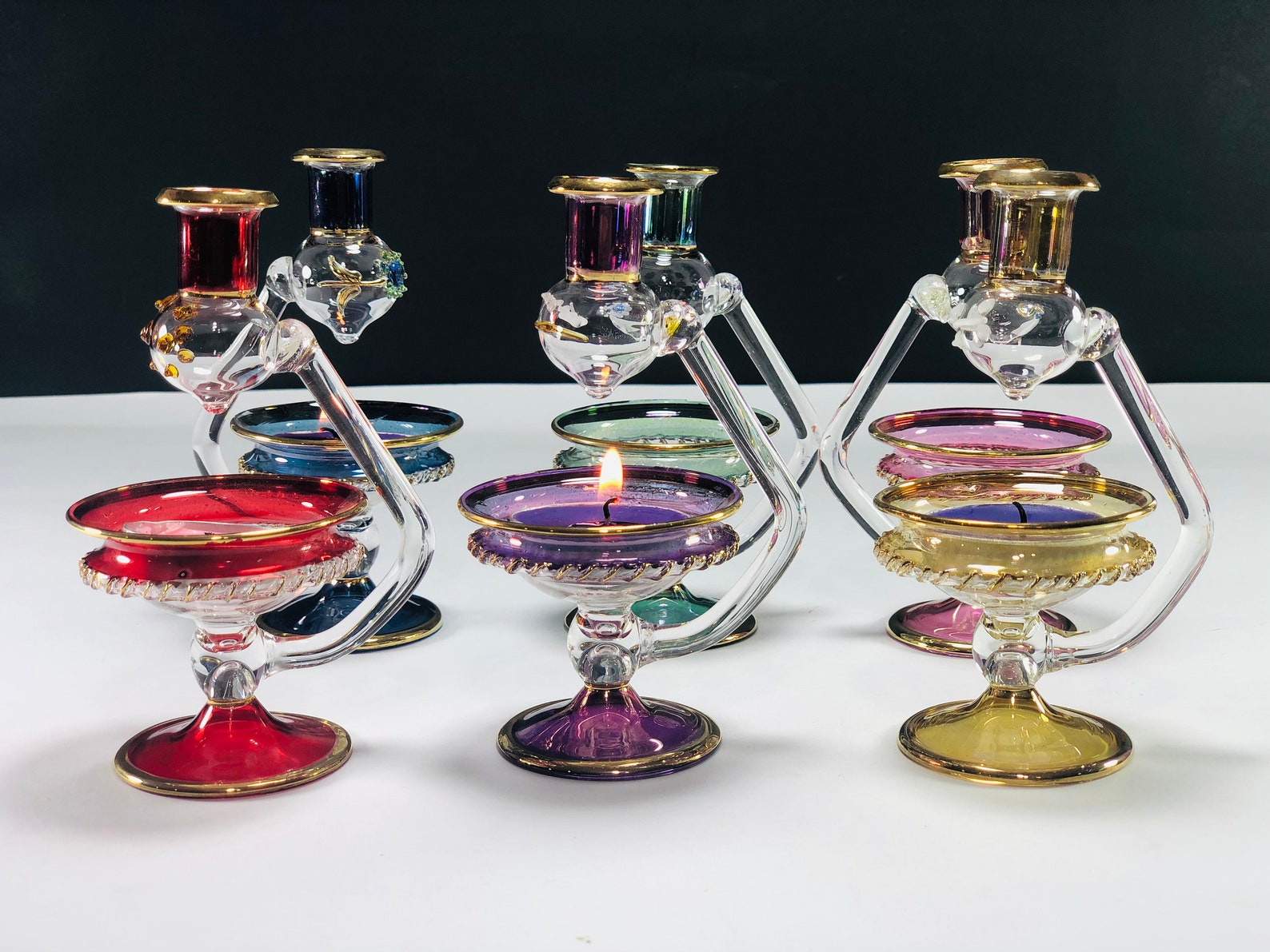 Egyptian Hand Blown Glass Oil Burner Decorative by 14k Gold Etsy UK