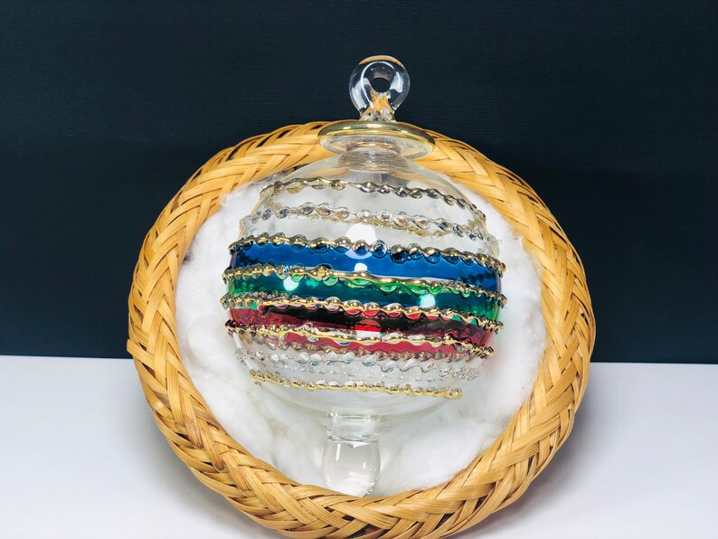 Egyptian Hand Blown Glass Christmas Ornament Decorative by Gold 14 Kart