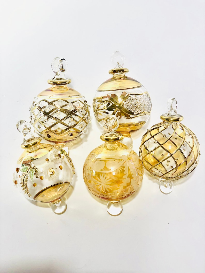 Set of 5 Egyptian Hand Blown Glass Ornaments Decorative by Etsy