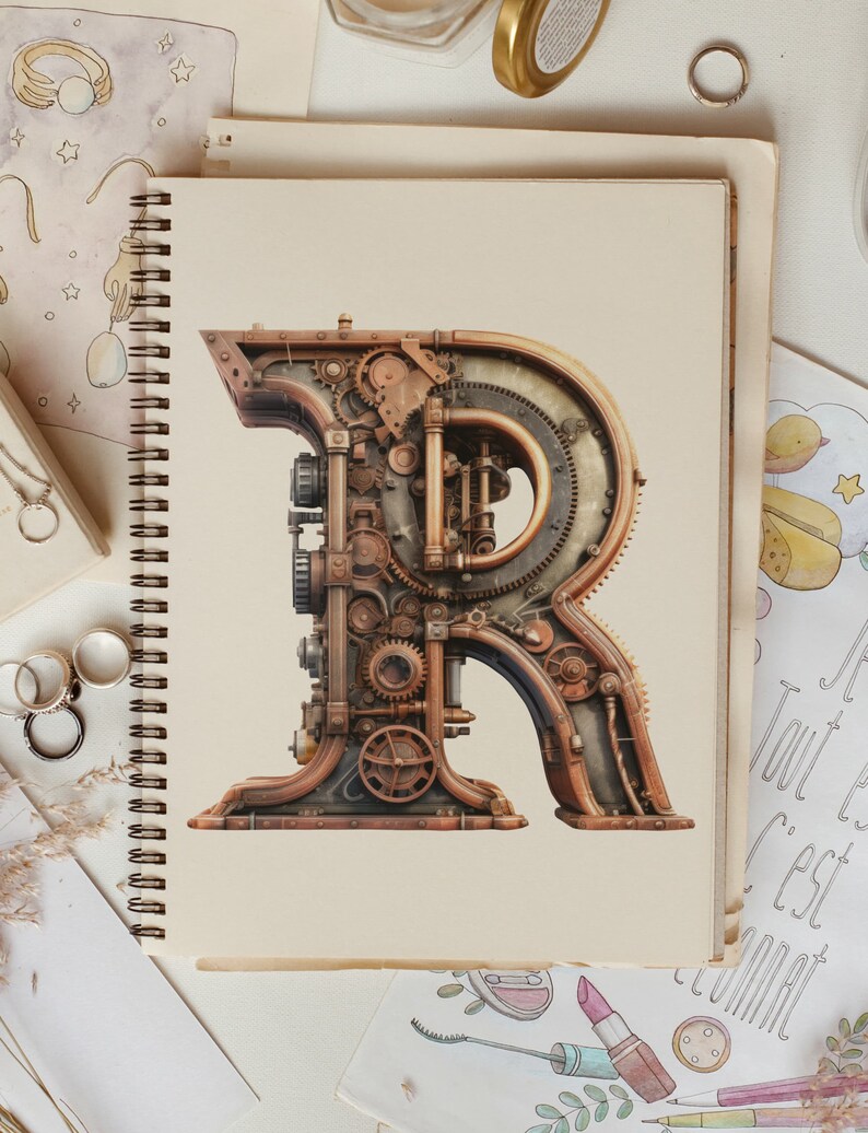 Steampunk Letters 26 Png Clipart Alphabet Steampunk Printable - Etsy