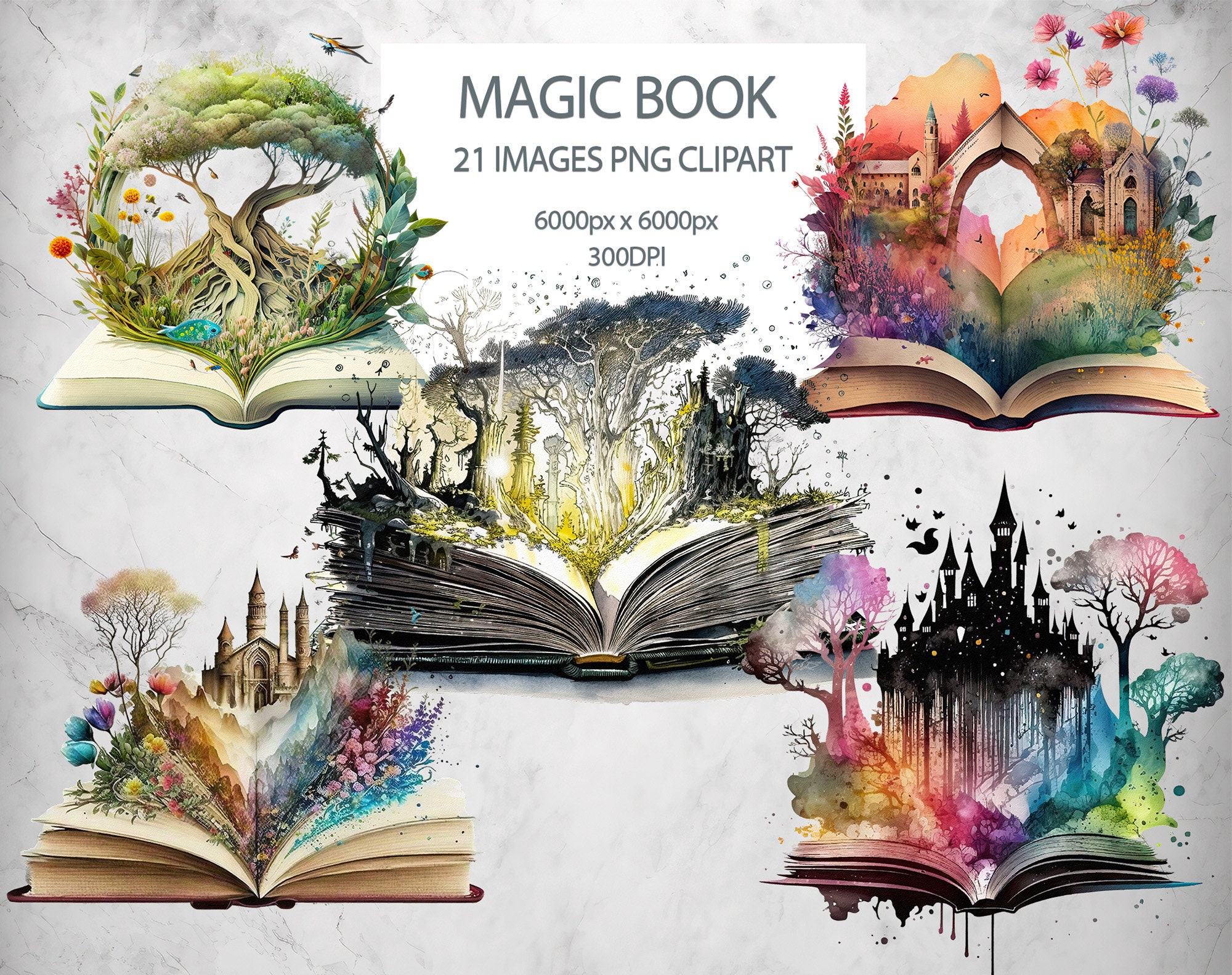 21 Png Clipart Magic Book, Fantasy Books 300 Dpi Commercial Use