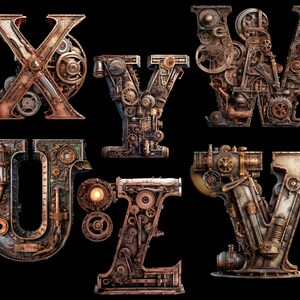 Steampunk Letters 26 Png Clipart, Alphabet Steampunk Printable Journal ...