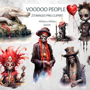 Clipart Voodoo 23 PNG Watercolor clip art Bundle