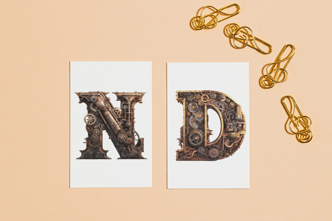 Steampunk Letters 26 Png Clipart Alphabet Steampunk Printable - Etsy