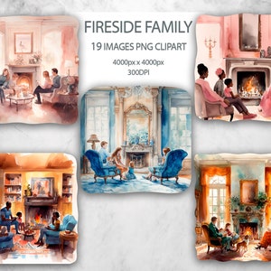Clipart per famiglie ad acquerello, bundle di clip art per famiglie da 19 PNG, Scrapbooking, diario spazzatura, clipart ad acquerello per uso commerciale
