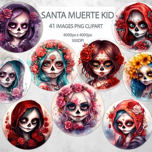 Clipart Santa Muerte, 41 PNG Clipart Watercolor girl clip art Bundle printable, Scrapbooking, Junk Journal