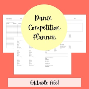 Dance Competition Planner Editable File