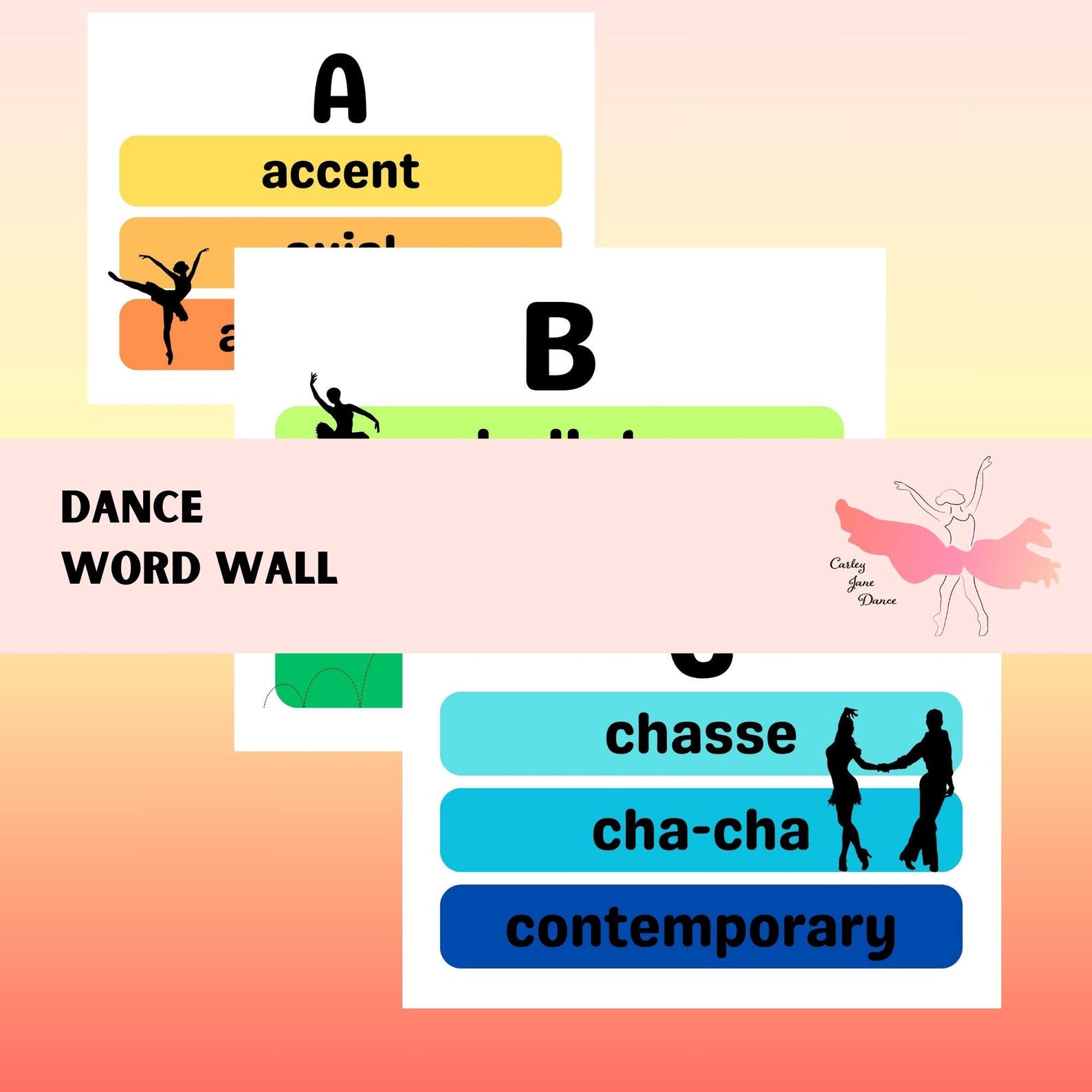Dance Classroom Word Wall | Prek-5th Grade Vocabulary (PDF) - Etsy