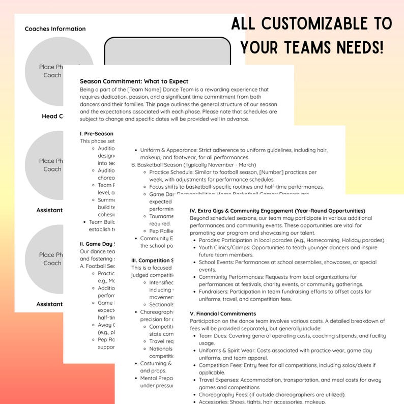 Dance Showdown Program Sample Dance Team Audition and Program Guide Template - Editable 13-page ...