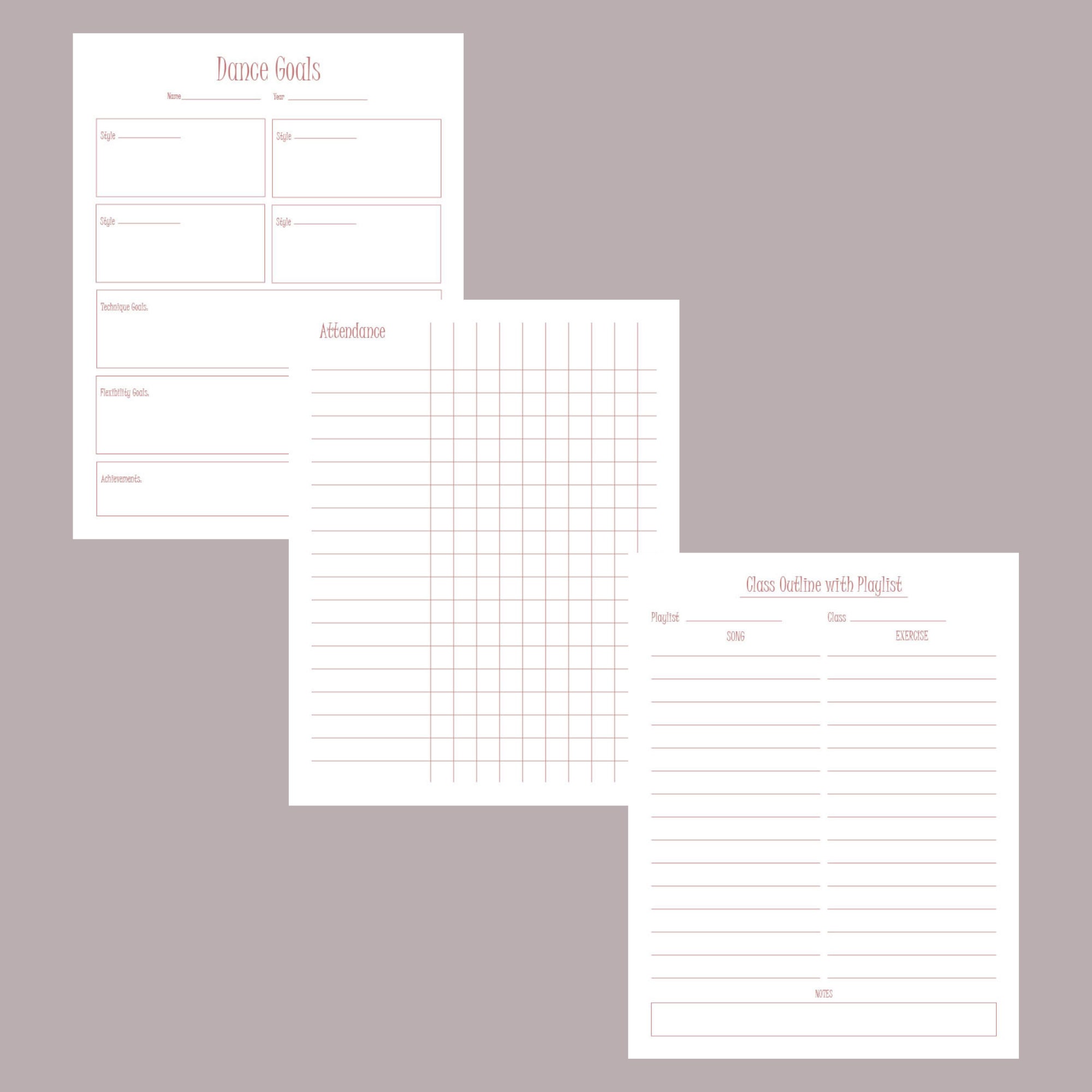 Dance Teacher Lesson Planning Kit Light Pink Etsy