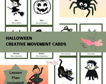 Halloween Bewegungskarten: Tanzstundenplan, Kinderaktivität (PDF)