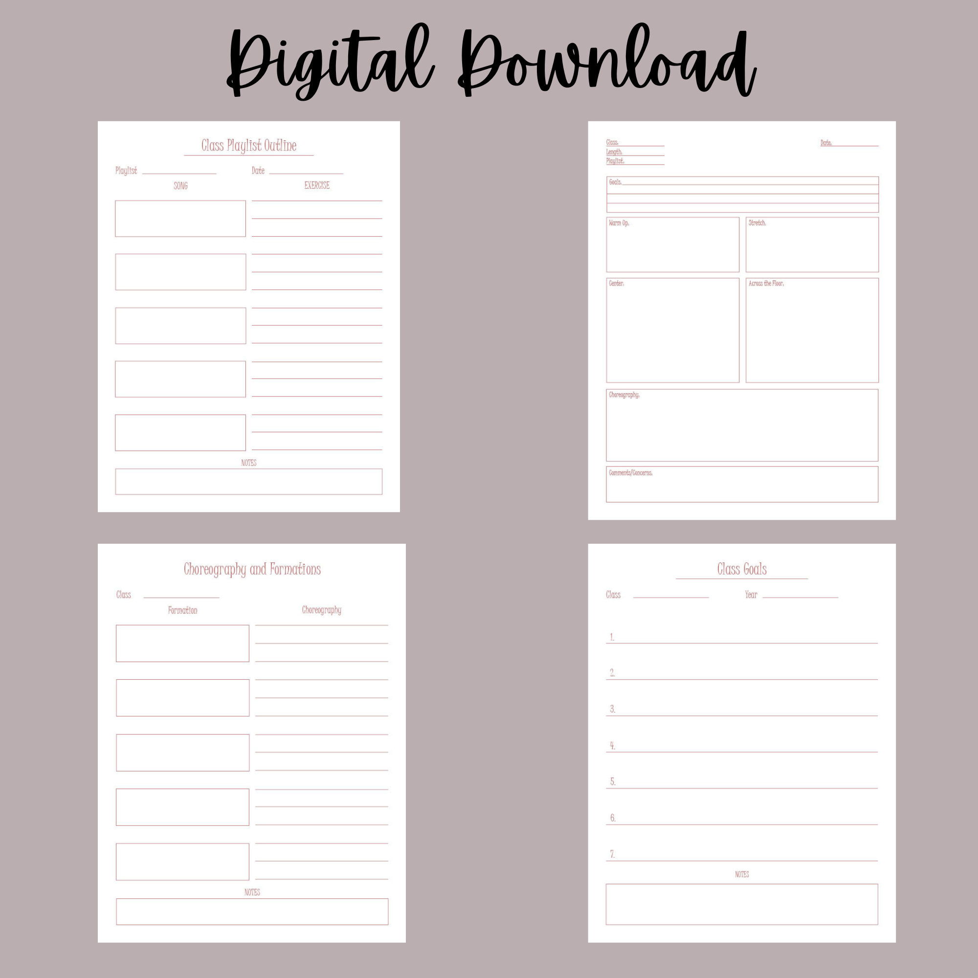 Dance Teacher Lesson Planning Kit Light Pink Etsy