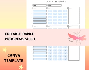 Dance Education Progress Tracker Sheet Editable