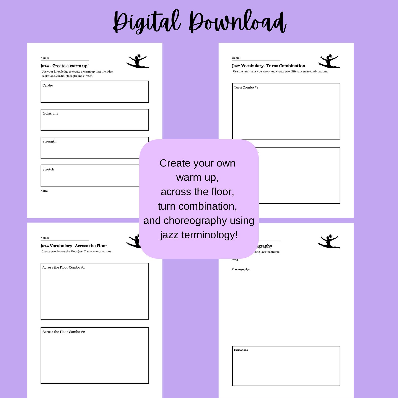 Jazz Dance Vocabulary Packet Etsy