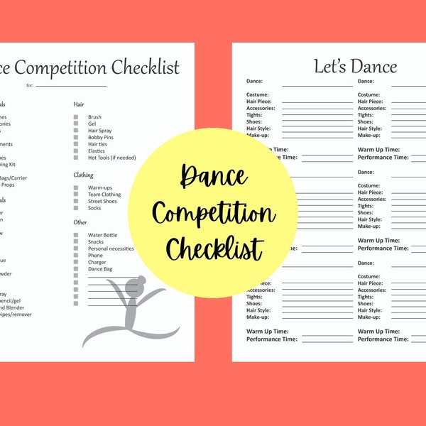 Dance Competition Checklist Printable PDF