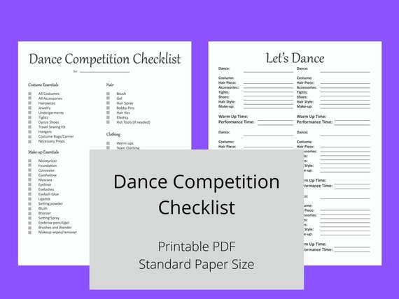 Dance Competition Checklist Printable PDF | Etsy