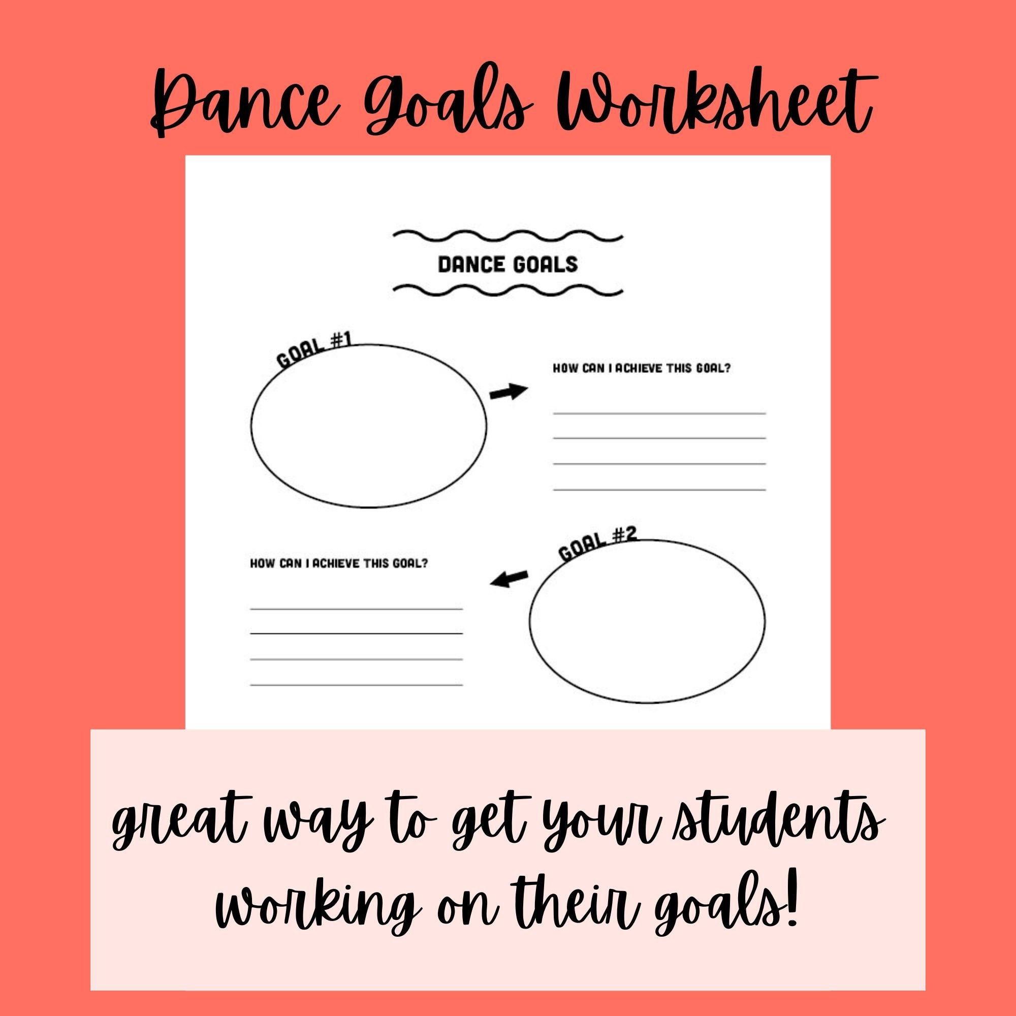 Dance Goals Worksheet Printable Etsy