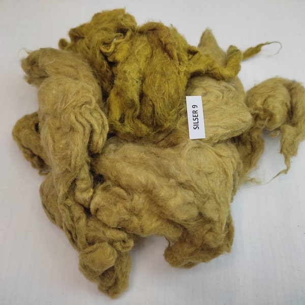 hand dyed Sari silk multicolor fibre - silk threads for wet- and needle felting - carded sari silk 17 gr mustard mix 0.599 oz