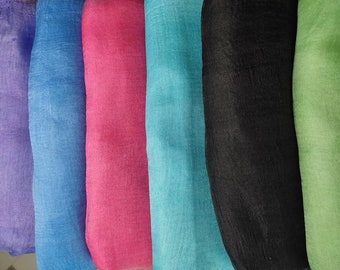Tela de seda 100 % pura, teñida a mano, 90 cm x 300 cm (120 pulgadas x 35,5 pulgadas), color negro, verde y azul, tela artesanal para suministros de arte de fieltro Nuno