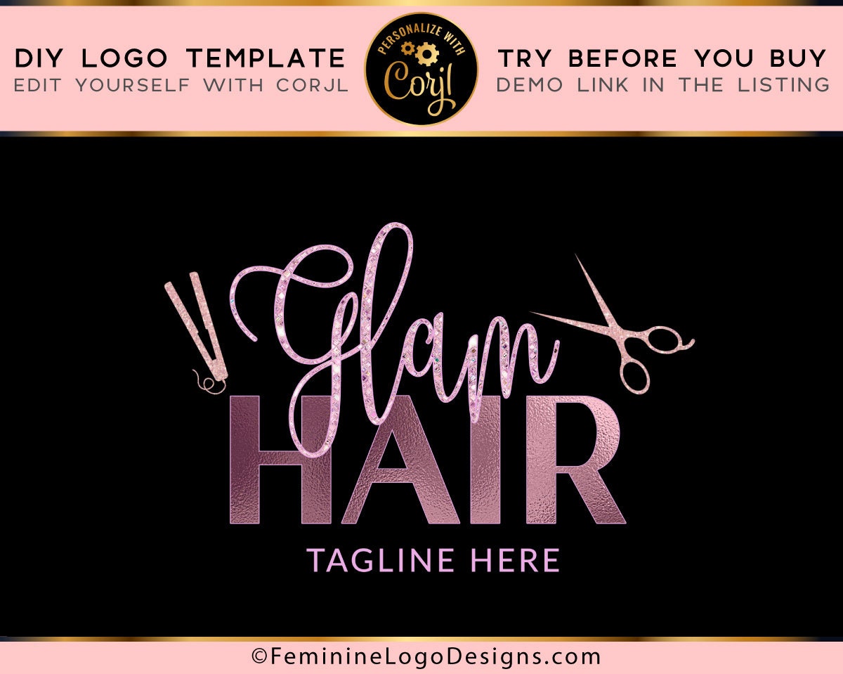 DIY hair logo design Hair logo template Hairstylist logo | Etsy