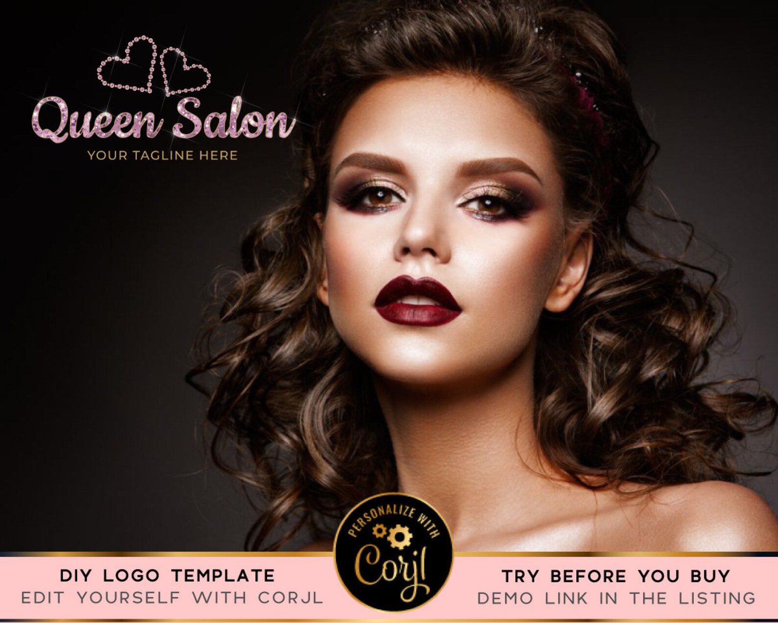 Heart Logo Design DIY Logo Template Premade Logo Make Up Etsy