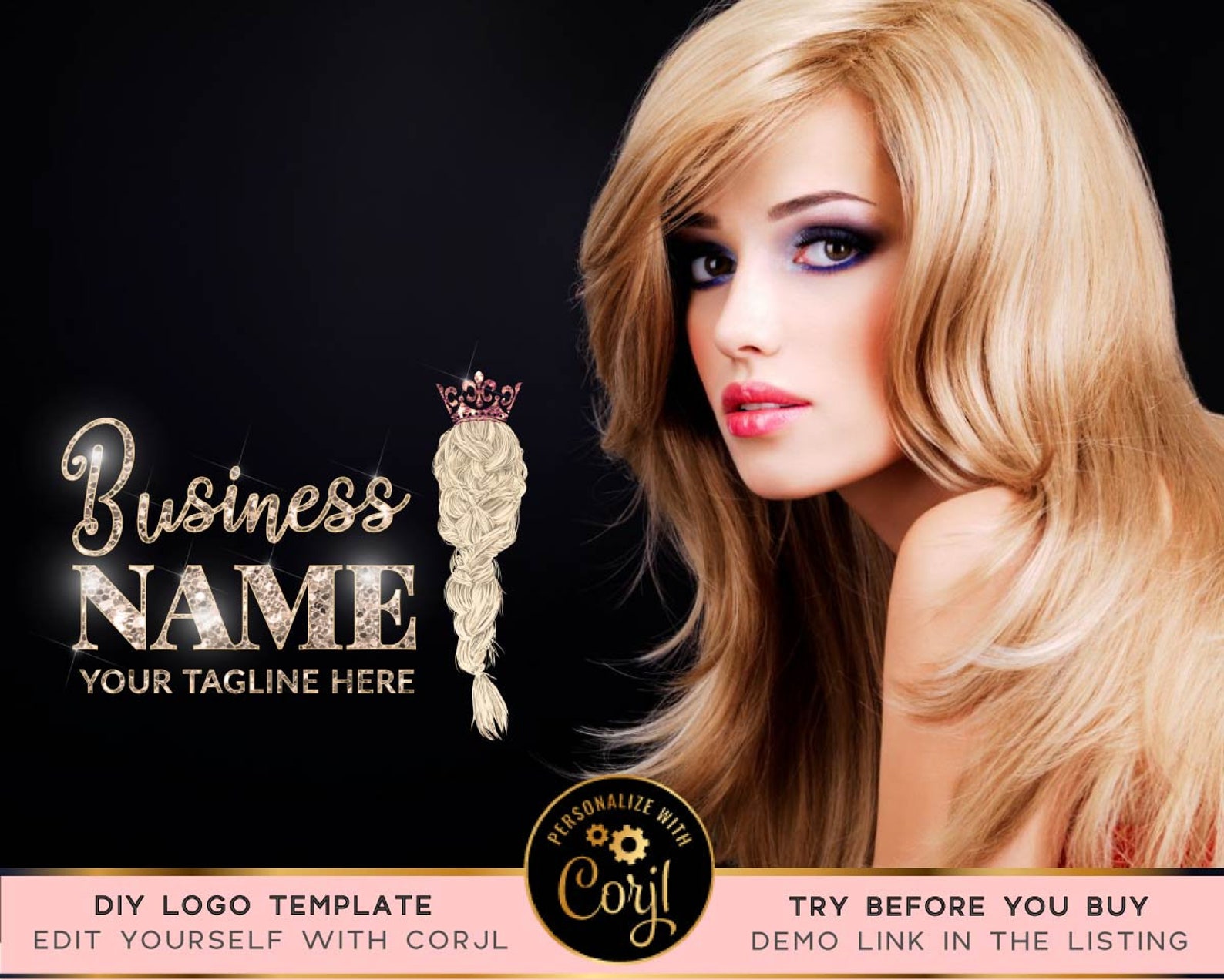 Hair Logo Hair Bundles Logo Gold Hair Logo Hairstylist Etsy
