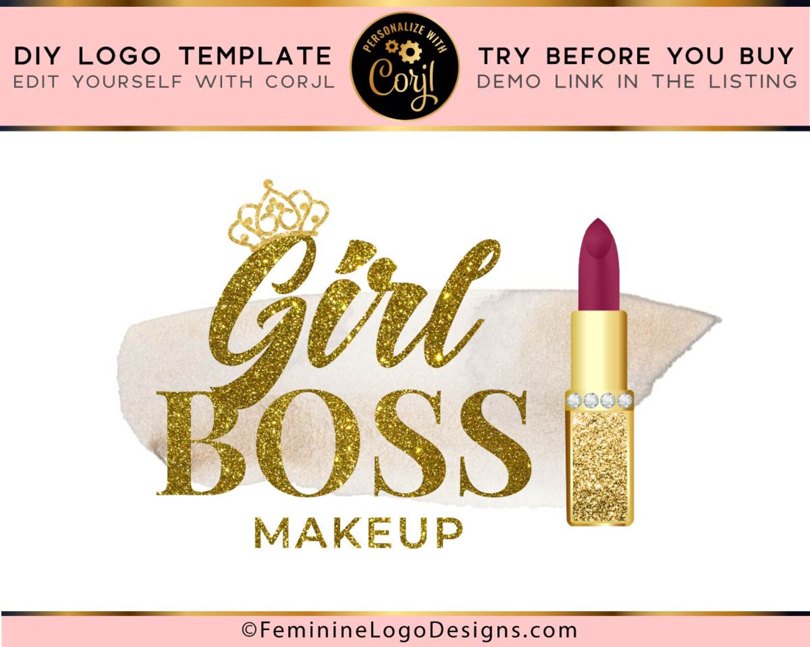 Lipstick Logo Design Lipstick Logo DIY Lips Logo Makeup Etsy
