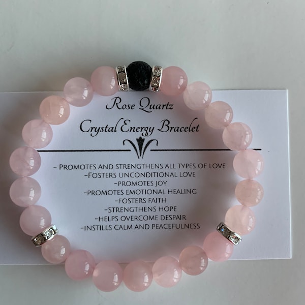 Rose Quartz Genuine Crystal Energy Bracelet