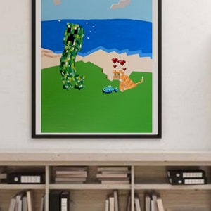 Pixel with Cat Gamer Print - Download, Printable