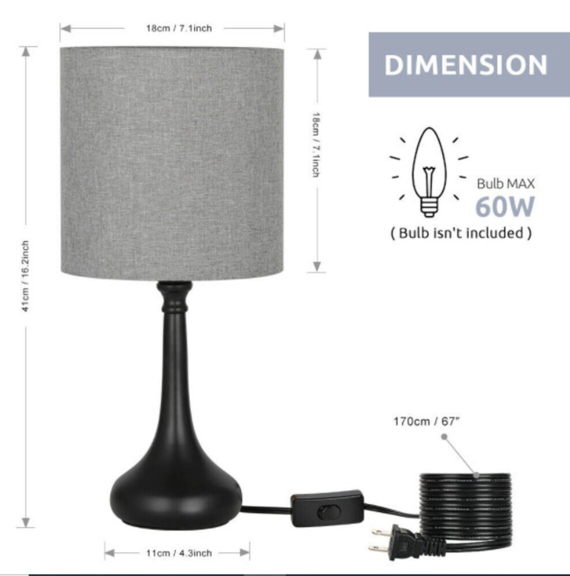 Bedside Lamp Modern Set of 2 Gray Linen Table Lamp Pair for Etsy
