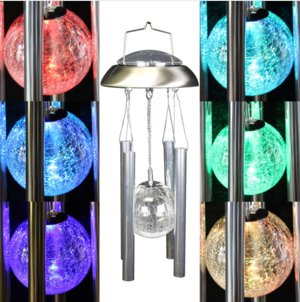 NEW Solar Powered Wind Chimes Color Changing Led Light Etsy