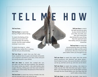 F-22 Raptor Daylight with the Tell Me How description of flight. This is a museum quality poster on ultra premium  luster photo paper.