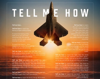 F-22 Raptor with the Tell Me How description of flight. This is a museum quality poster on ultra premium  luster photo paper.