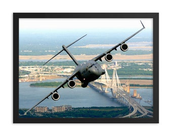 C-17 Over Charleston Framed photo paper poster