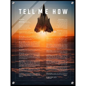 F-14 Tomcat Acrylic print ready to hang with the Tell Me How description of military flight.
