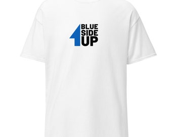 Blue Side Up On Our Men's classic tee