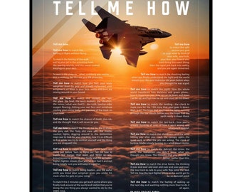 F-15E Strike Eagle Acrylic print ready to hang with the Tell Me How description of military flight.