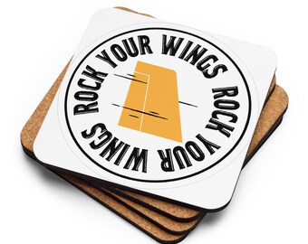 Cork-back coaster with Rock Your Wings