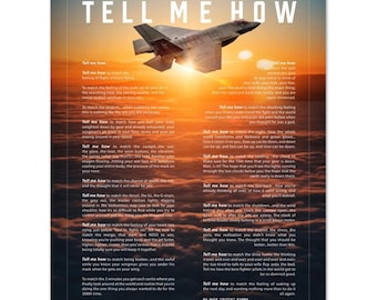 F-35C with the Tell Me How description of flight. This is a museum quality poster on ultra premium  luster photo paper.