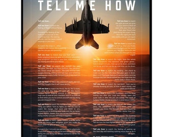 F/A-18E/F Super Hornet Acrylic print ready to hang with the Tell Me How description of military flight.