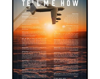 B-52 Bomber Acrylic print ready to hang with the Tell Me How description of military flight.