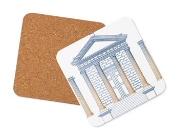 Cork-back coaster with classic columns