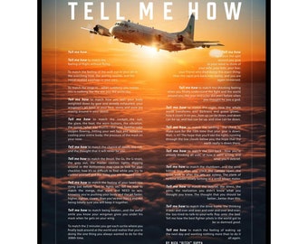 P-3C Metallic print ready to hang with the Tell Me How description of military flight.
