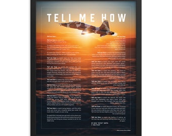 T-38 Talon framed and ready for hanging with Tell Me How description of military flight.