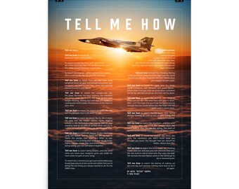F-111 Lancer, sunset, poster only ready for framing with Tell Me How ode