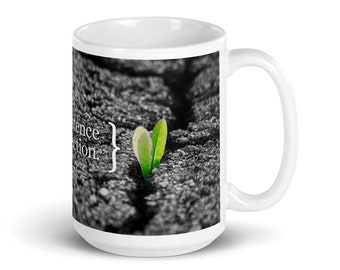 Inspirational art. Persistence Trumps Perfection on our White glossy mug