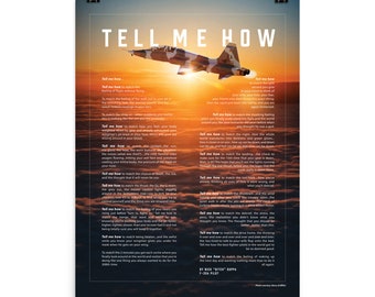 T-38 Talon, sunset, poster only ready for framing with Tell Me How ode