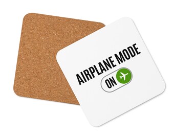 Cork-back coaster with Airplane Mode On