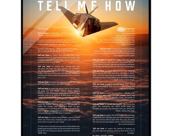 F-117 Acrylic print ready to hang with the Tell Me How description of military flight.